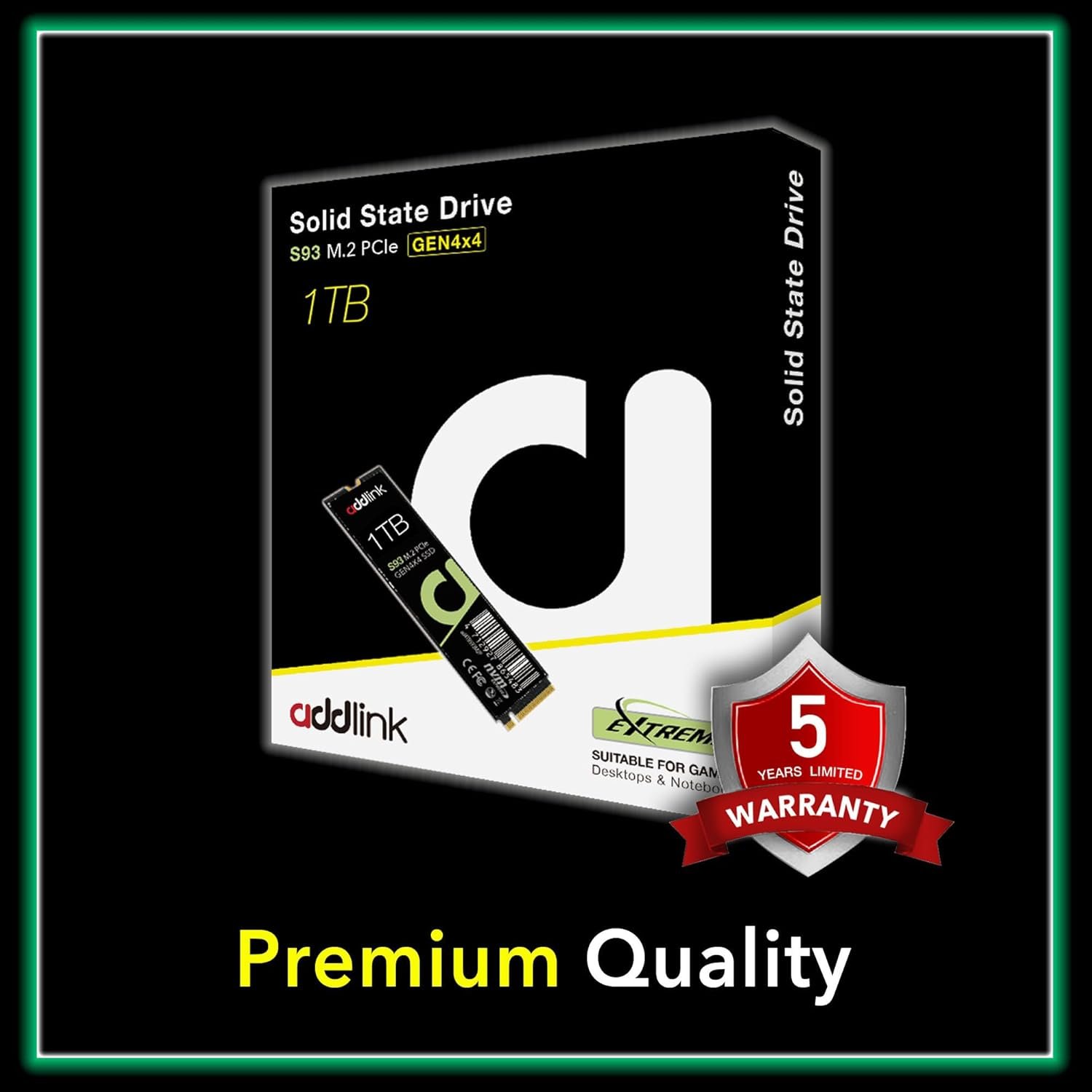 Addlink S93 1TB PCIe 4.0 M.2 Gen 4 Memory Expansion SSD, Up to 7400 MB/s, Internal Solid State Drive with HMB Technology for Laptop, Gaming and Creators