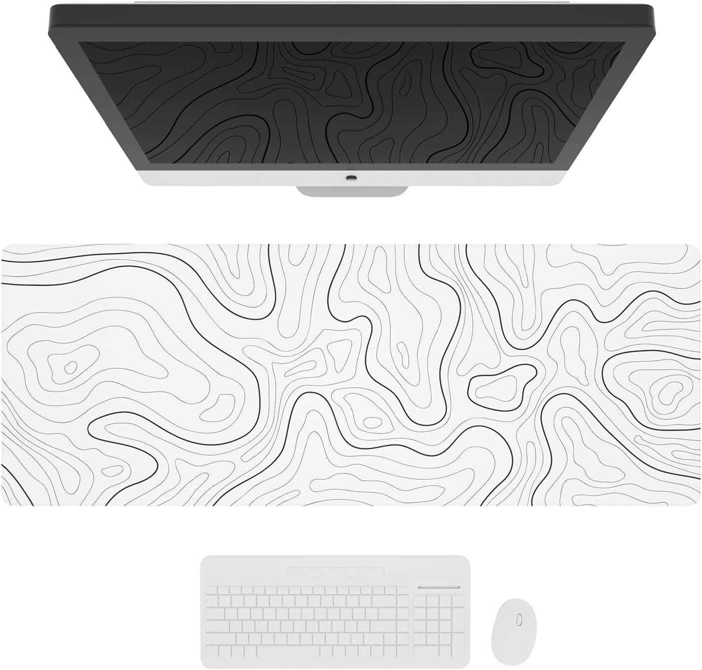  Ovenbird Large Gaming Mouse Pad with Stitched Edges, Minimalist Topographic Map Desk Mat, Extended XL Mousepad with Anti-Slip Base, Cool Desk Pad for...