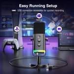  FIFINE XLR/USB Dynamic Microphone for Podcast Recording, PC Computer Gaming Streaming Mic with RGB Light, Mute Button, Headphones Jack, Desktop Stand, Vocal...