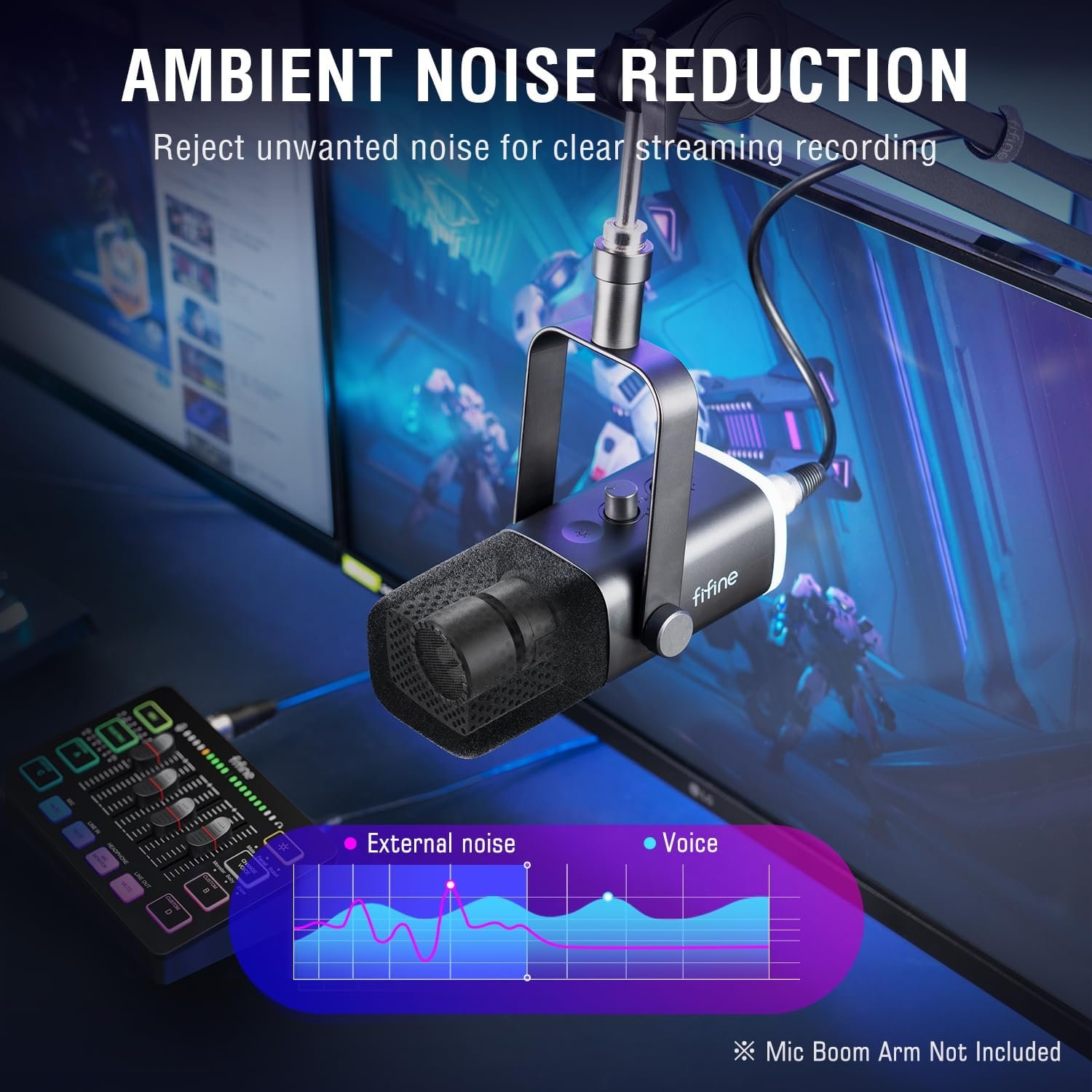  FIFINE XLR/USB Dynamic Microphone for Podcast Recording, PC Computer Gaming Streaming Mic with RGB Light, Mute Button, Headphones Jack, Desktop Stand, Vocal...