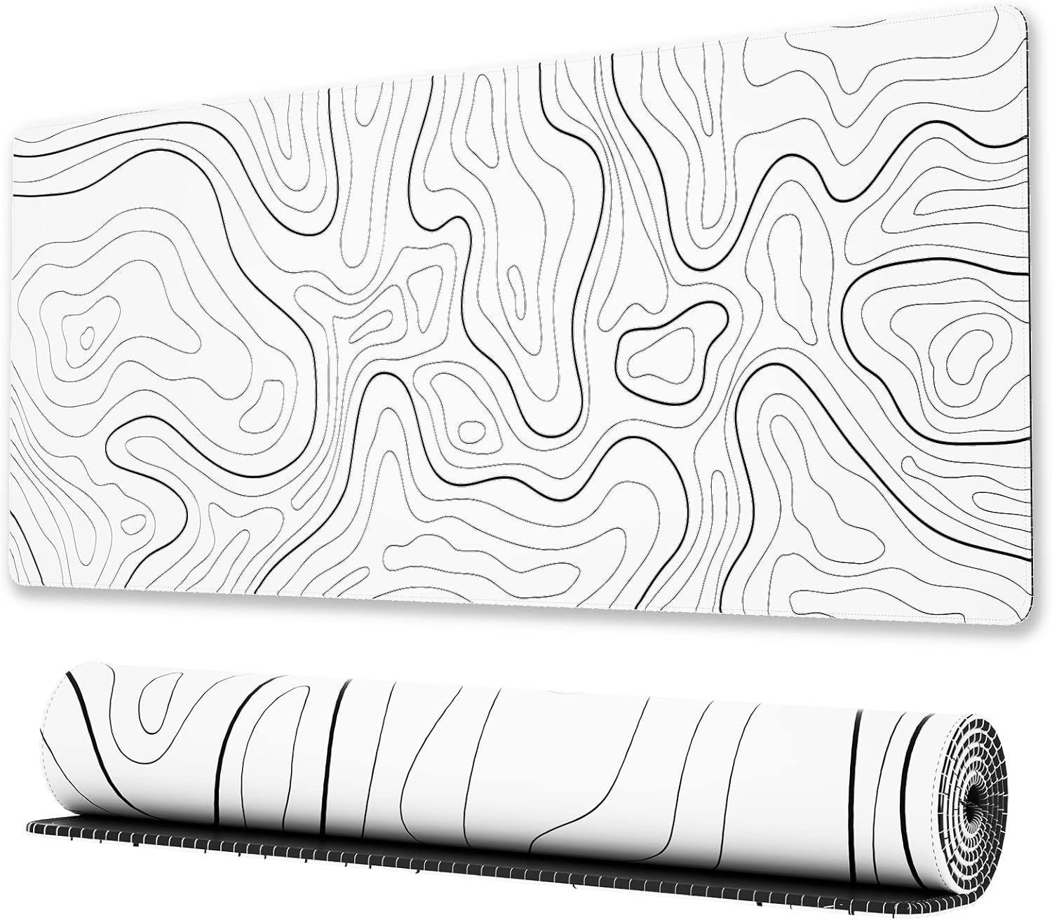  Ovenbird Large Gaming Mouse Pad with Stitched Edges, Minimalist Topographic Map Desk Mat, Extended XL Mousepad with Anti-Slip Base, Cool Desk Pad for...