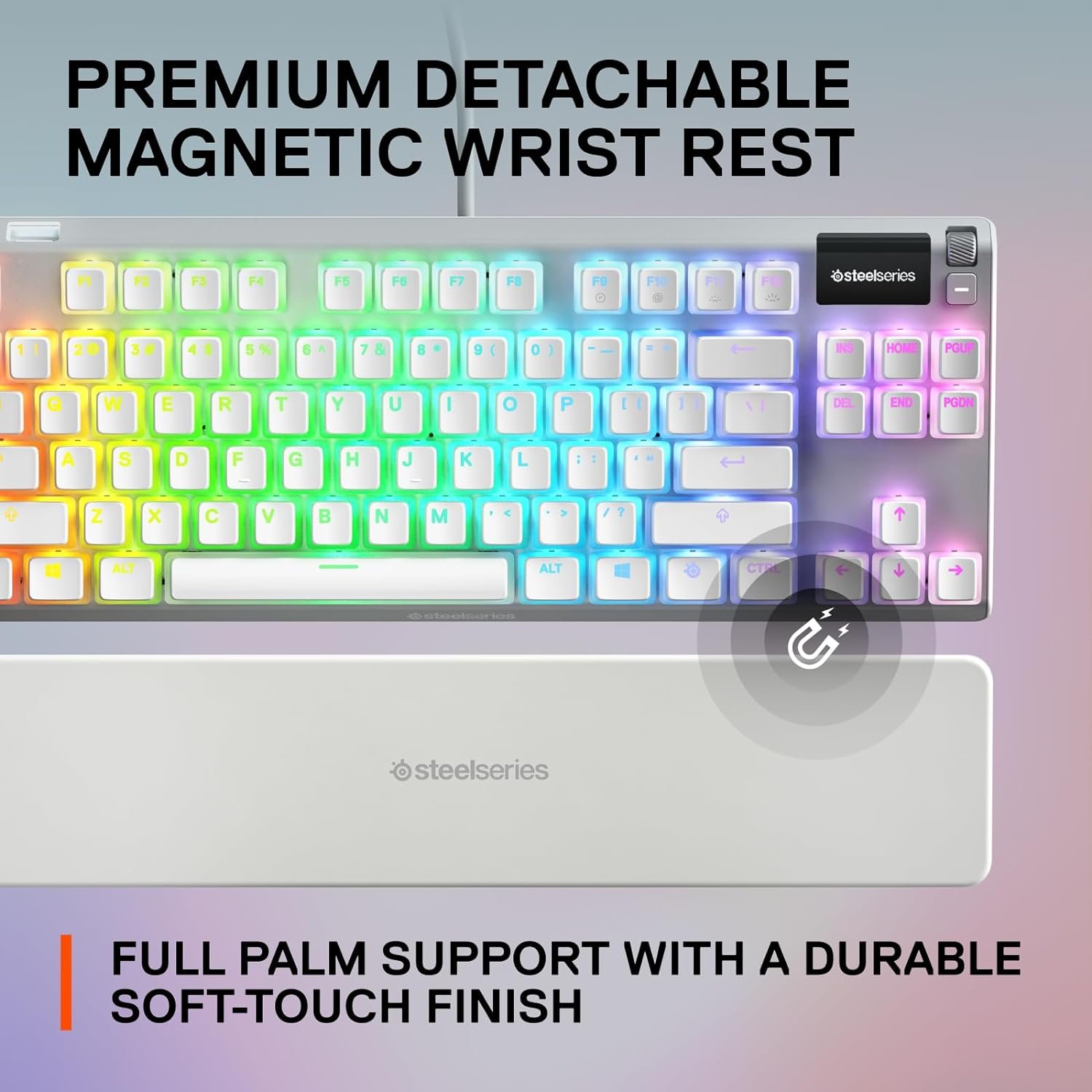  SteelSeries Apex 7 TKL Ghost - Mechanical Gaming Keyboard - OLED Smart Display - Linear & Quiet - Doubleshot PBT Pudding Keycaps - American QWERTY Layout