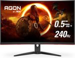 AOC C32G2ZE 32" Curved Frameless Gaming Monitor, Full HD 1920x1080, VA, 0.5ms 240Hz, AMD FreeSync Premium, DP/HDMI/VGA, VESA, 3-3-1 Re-Spawn Program, Xbox PS5 Switch,Black
