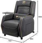 COUGAR Ranger Pro Royal Gaming Sofa, Steel-Frame, Breathable Pvc Leather, With Lumbar Pillow, 157Â° Recliner System, 160Kg Weight Capacity- Black