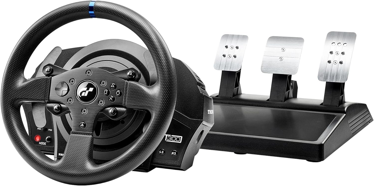  Thrustmaster T300 RS GT - High-Performance Racing Wheel and Pedal Set with Force Feedback for PC, PS4, and PS5, PS5 Pro