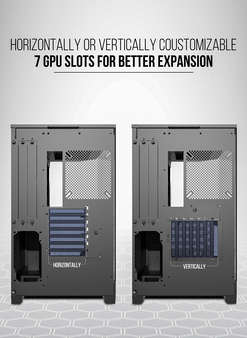 Tortox Prism Triple Glass Panel ATX/M-ATX Gaming PC Case with 7*ARGB PWM Fans, Type-C USB Port, Supports 360MM Radiator, 7 Expansion Slot, Included GPU..