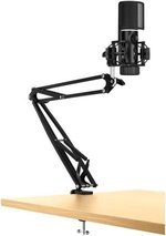 Streamplify Mic Arm RGB Microphone With Mounting Arm, 2 Audio Playback Modes, Quick Mute Functions, RGB Lighting, Pop Filter, Cardioid Pickup Pattern, Plug & Play, Black | MIC-48-RGB-MA-BK