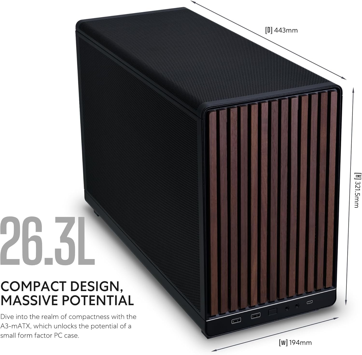  Lian Li A3-mATX-WD-26.3L Micro Form Factor Chassis-No Fans Included-Supports 360mm AIO-Modularity Design-for M-ATX, ITX Motherboard-DAN Cases