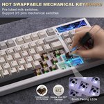  YUNZII YZ98 Gasket Mechanical Keyboard 99 Key Hot Swappable BT5.0/2.4G/USB-C Wireless Gaming Keyboard NKRO 98% 1800 Layout with RGB LED Backlit for...