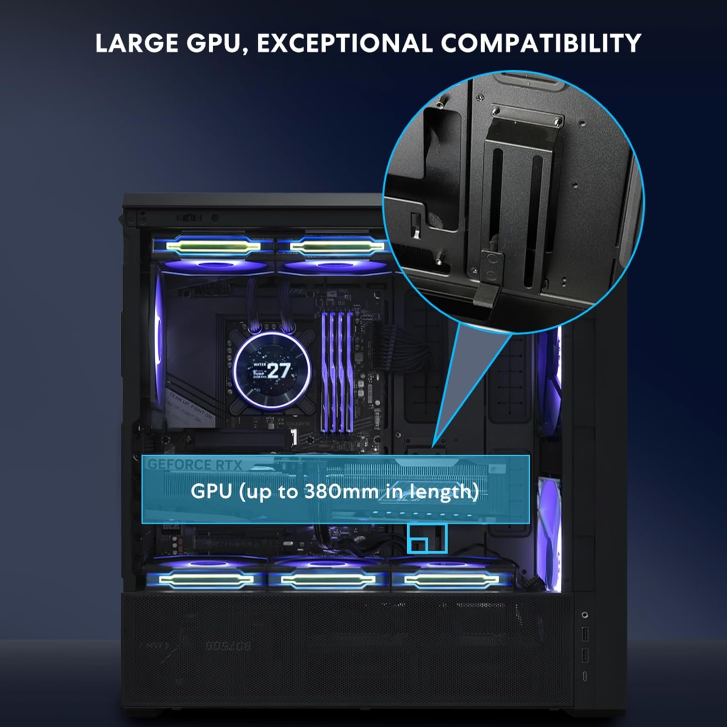 Lian Li LANCOOL 217 INF Infinity Mirror Computer Case, Mid-Tower ATX PC Case w/ 3 Pre-Installed Fans, 2x170mm ARGB Fans, 1x140mm, Front Mirror Glass Panel,.