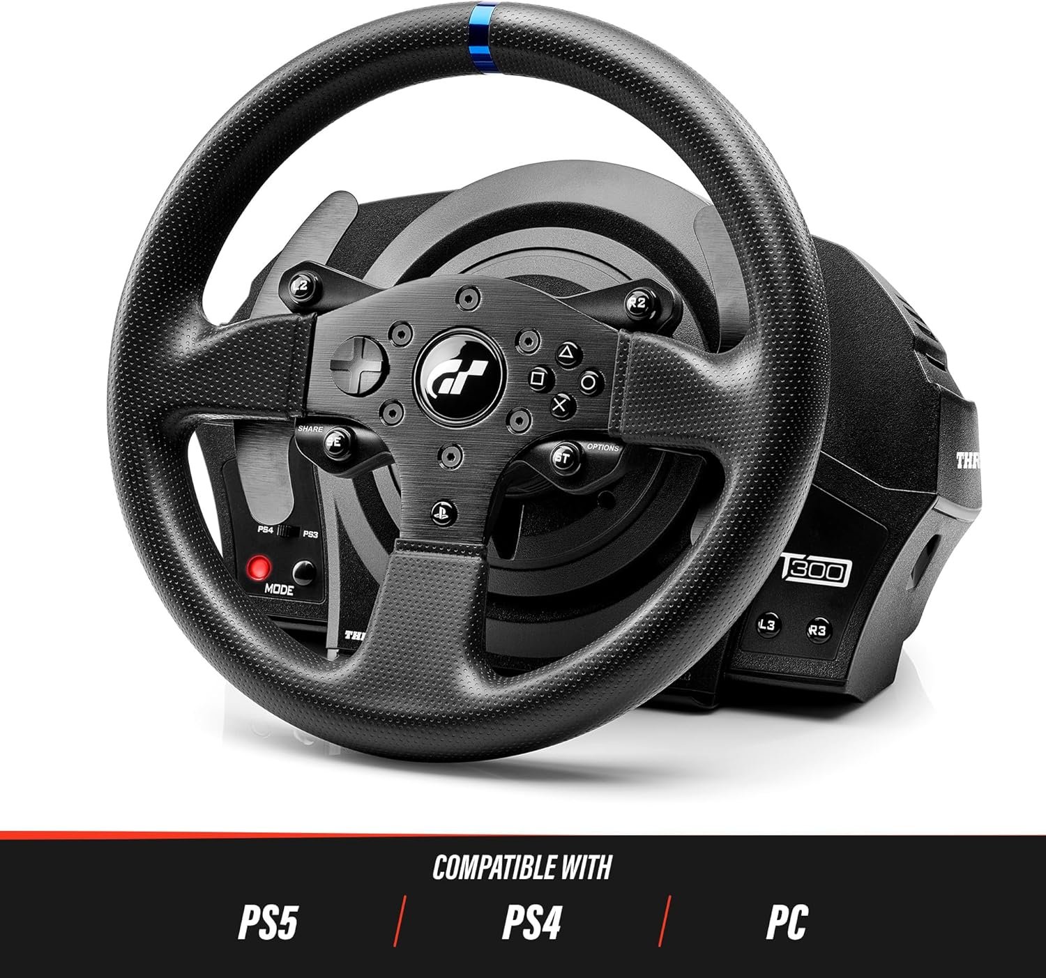  Thrustmaster T300 RS GT - High-Performance Racing Wheel and Pedal Set with Force Feedback for PC, PS4, and PS5, PS5 Pro