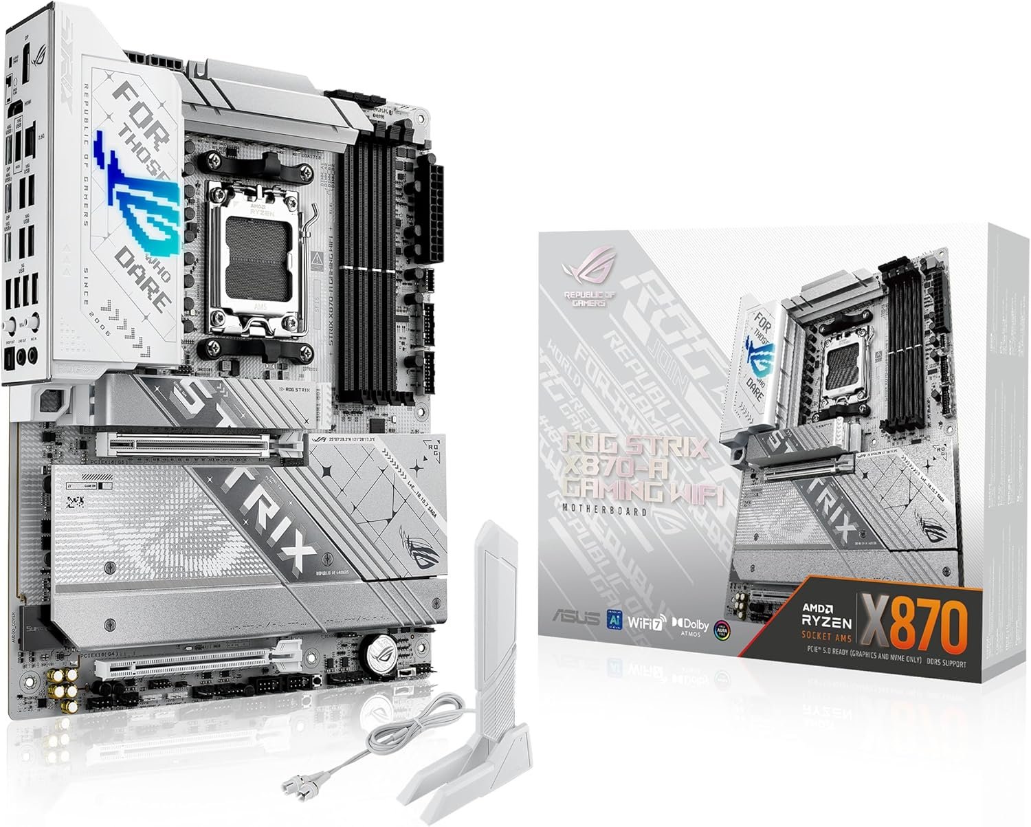  ASUS ROG Strix X870-A Gaming WiFi AMD AM5 X870 ATX Motherboard 16+2+2 Power Stages, Dynamic OC Switcher, Core Flex, DDR5 AEMP, WiFi 7, 4X M.2, PCIeÂ® 5.0,...