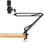 Streamplify Mic Arm RGB Microphone With Mounting Arm, 2 Audio Playback Modes, Quick Mute Functions, RGB Lighting, Pop Filter, Cardioid Pickup Pattern, Plug & Play, Black | MIC-48-RGB-MA-BK