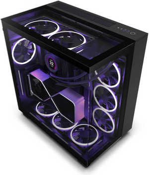 NZXT H9 Elite Dual-Chamber ATX Mid-Tower PC Case, Unique Glass Panel, Intuitive Cable Mgt, 360mm Radiators & 10x120mm Fans Support, Built-in RGB & Fan Controller, USB 3.2 Type-C/A, Black | CM-H91EB-01