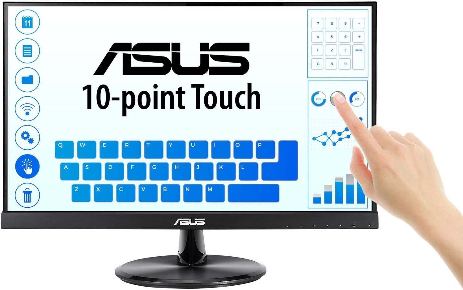 ASUS VT229H Touch Monitor - 21.5" FHD (1920x1080), 10-point Touch, IPS, 178Â° Wide Viewing Angle, Frameless, Flicker free, Low Blue Light, HDMI, 7H Hardness | 90LM0490-B01170