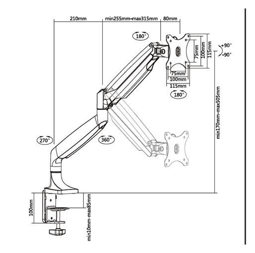 Desk Mount For Monitor SH100-C012-Skill Tech Brand â€“ 13â€ â€“ 34â€