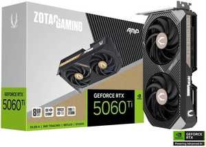 ZOTAC GAMING GeForce RTX 5060 Ti AMP Graphics Card, 8GB GDDR7 128-Bit Memory, 2632 MHz Engine Clock, 28 Gbps Memory Clock, 4608 CUDA Cores, PCI Express 5.0 x8 | ZT-B50610F-10M
