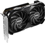MSI GeForce RTX 4060 Ventus 2X OC Graphics Card, 8GB GDDR6 128-Bit Memory, 2490MHz Boost Clock, 17 Gbps Memory Speed, 3072 CUDA Cores, PCIe Gen4 x8, DisplayPort / HDMI, Black | 912-V516-012
