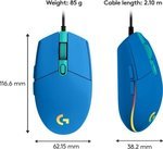 Logitech G203 Lightsync RGB Lighting 800 DPI, 6 programmable buttons Optical Wired Gaming Mouse (Blue) | 910-005798