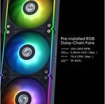 Lian-Li HydroShift LCD 360R AIO Liquid CPU Cooler, 360mm Radiator, 2.88" IPS Display, 3800 RPM Pump Speed, 2400 RPM Fan Speed, 79.9 CFM Airflow, FBD Bearing Type, Black | G89.GHSLCD36RB.00