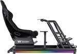Thermaltake GR500 Racing Simulator Cockpit with Triple Racing Monitor Stand, Up to 120kg Weight Capacity, 32" to 55" Screen Sizes, Triple Support 32" Monitor | GSC-R50-CPASBB-01 / GEA-RMS-TMSBLK-01