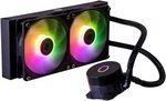 Cooler Master MasterLiquid 240L Core aRGB CPU Liquid Cooler, 240mm Radiator Size, 2x Fans, 1750 RPM Fan Speed, 71.93 CFM Fan Airflow, New Gen S Dual Chamber Pump, Black | MLW-D24M-A18PZ-R1