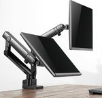 SilverStone ARM25 Dual Monitor Arm w/ Mechanical Spring Design Versatile Adjustability, Monitors Up To 32" Size 9kg Weight, VESA Mounting Interface Standard, 100mm Mounting Hole, Black SST-ARM25