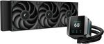 DeepCool Mystique 360 Liquid CPU Cooler, 2.8" TFT LCD Screen, 360mm Radiator, 120mm Fan Size, 2150 RPM Fan Speed, 72.45 CFM Fan Airflow, 3400 RPM Pump Speed, FDB Fan, Black | R-LX750-BKDSNMP-G-1