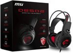  MSI DS502 Enhanced Virtual 7.1 Gaming Headset, Large 40mm Drivers, Closed Ear Cup Design, Vibration System, LED Lighting, Adjustable Microphone, Self-Adjusting Headband, Black - Red 