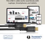 Promate PowerBolt240 240W Super Speed Fast Charging USB-C Cable, Supports Data Transfer Speeds Up to 40Gbps & 8K@60Hz Video, 10000+ Bend Lifespan, 2 Meters, Black | PowerBolt240-2m