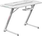 Gamax TD-03 Gaming Table, Built-In RGB , Cable Management, Cup Holder, Headphone Hook, Carbon Fibre, Steel Frame, MousePad, 110x60x75cm Size, White | TD-03