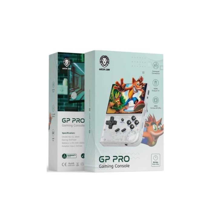 GP PRO Gaming Console with 6000+ Free Games by Green Lion, Gamepad Connection, ARM Cortex-A9 CPU, HDMI Output TV, 10Hrs Standby, 2600mAh Battery Capacity (