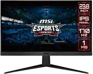 MSI G2412 Flat Gaming Monitor, 24" FHD 1920x1080 IPS Display, 170Hz Refresh Rate, 1ms (MPRT) Response Time, 16.7M Colors, FreeSync Premium, 2x HDMI, 1x DP | 9S6-3BA41T-097