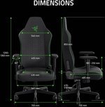 RAZER Iskur V2 X Gaming Chair, Built-in Lumbar Support, 2D Padded Armrests, 50mm Casters, Wide Seat Base, 152Â° Back Angle, 4-Class Gas Lift, 136kg Max Weight, Fabric Finish, Black | RZ38-05310100-R351