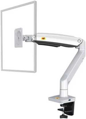 Skill Tech Desk Top Mount, 17" - 34" Screen Sizes, 12kg Weight Capacity, VESA-Compliant Patterns, Aluminum + Plastic + Steel Materials, Powder Coating Finish, Clamp Mounting, White | SH-F100A