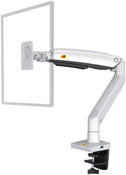 Skill Tech Desk Top Mount, 17" - 34" Screen Sizes, 12kg Weight Capacity, VESA-Compliant Patterns, Aluminum + Plastic + Steel Materials, Powder Coating Finish, Clamp Mounting, White | SH-F100A