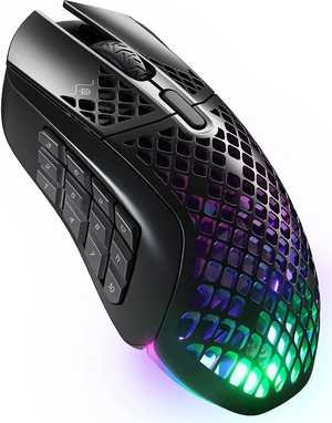 SteelSeries Aerox 9 Wireless Gaming Mouse, 40G Acceleration, 18000 in 100 CPI Increments, Ultra Lightweight, 3 RGB Zone, IP54 Water Resistance, Bluetooth 5.0,180H Battery Life, USB-C, Onyx | 62618