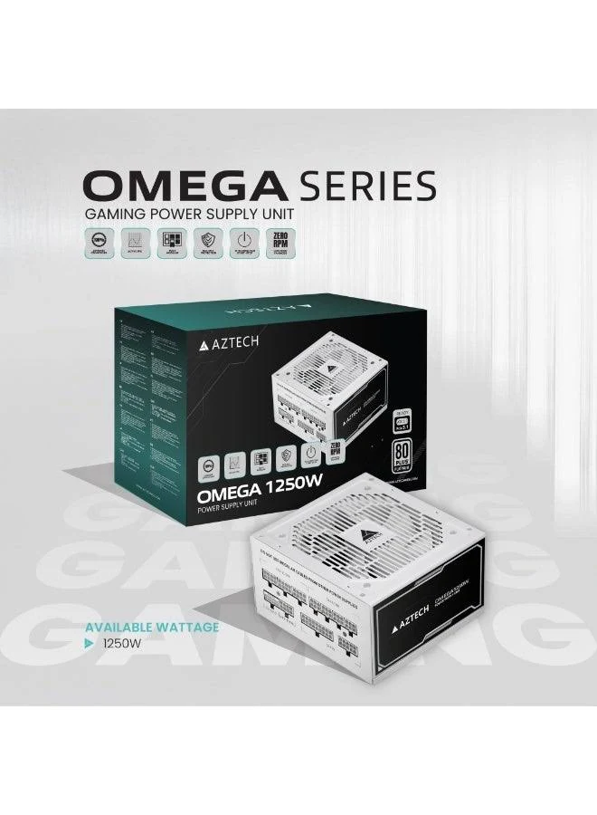 OMEGA 1250W 80 Platinum Plus ATX 3.1 & PCIe 5.1 Ready Fully Modular Power Supply Ultra‑Quiet Hybrid Fan PSU 120 mm, Japanese 100% 105 °C Caps, ZERO RPM Low noise Control