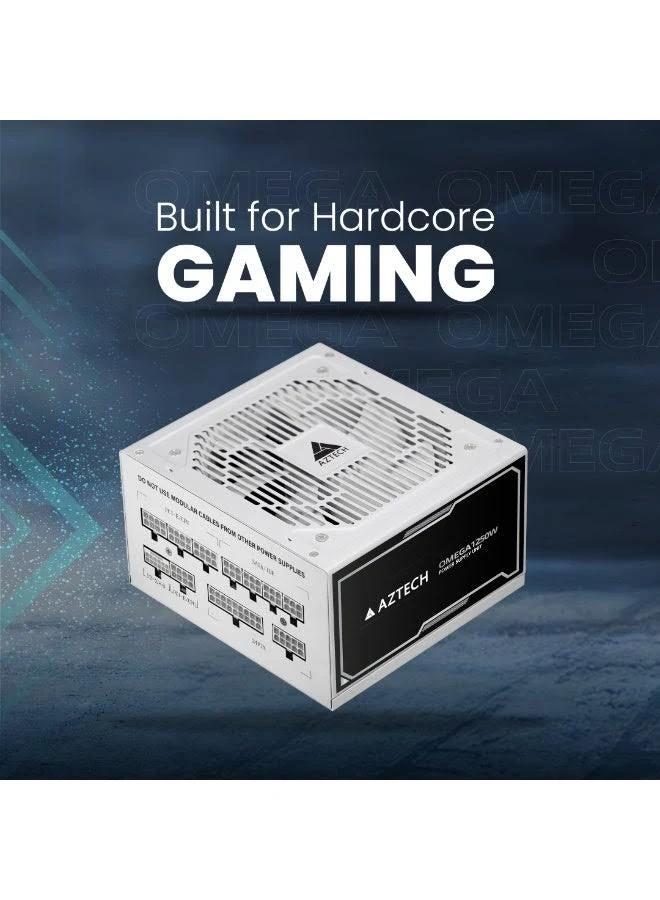 OMEGA 1250W 80 Platinum Plus ATX 3.1 & PCIe 5.1 Ready Fully Modular Power Supply Ultra‑Quiet Hybrid Fan PSU 120 mm, Japanese 100% 105 °C Caps, ZERO RPM Low noise Control